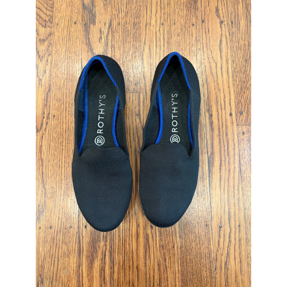 Rothy's The Loafer Black Solid Knit Slip On Flats Womens Size 8.5